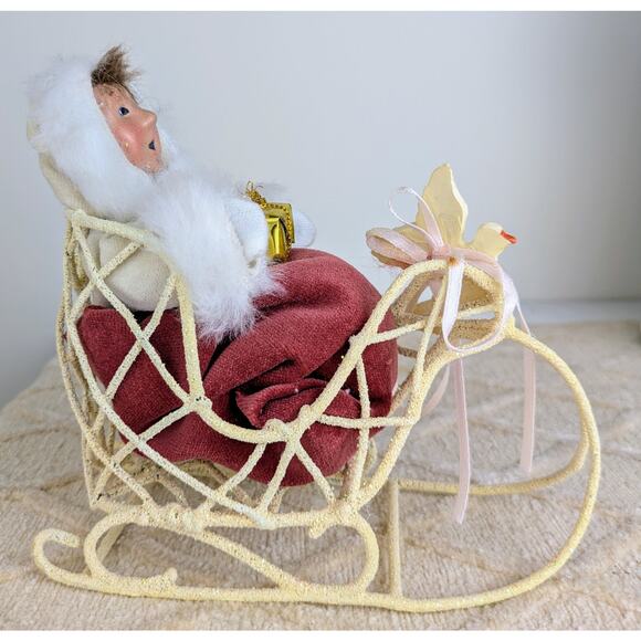 Byers' Choice Caroler Vintage 1991 Woman & Child Toddler Metal Sleigh Fur Muff - Picture 11 of 11